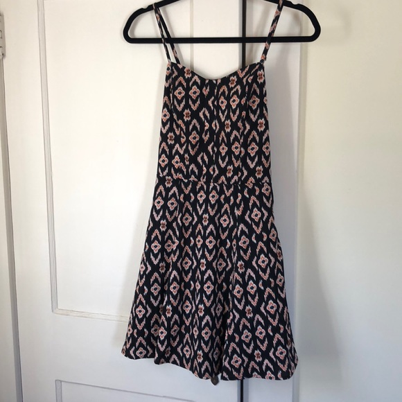 Black pattern strappy fit and flair dress - Picture 2 of 7